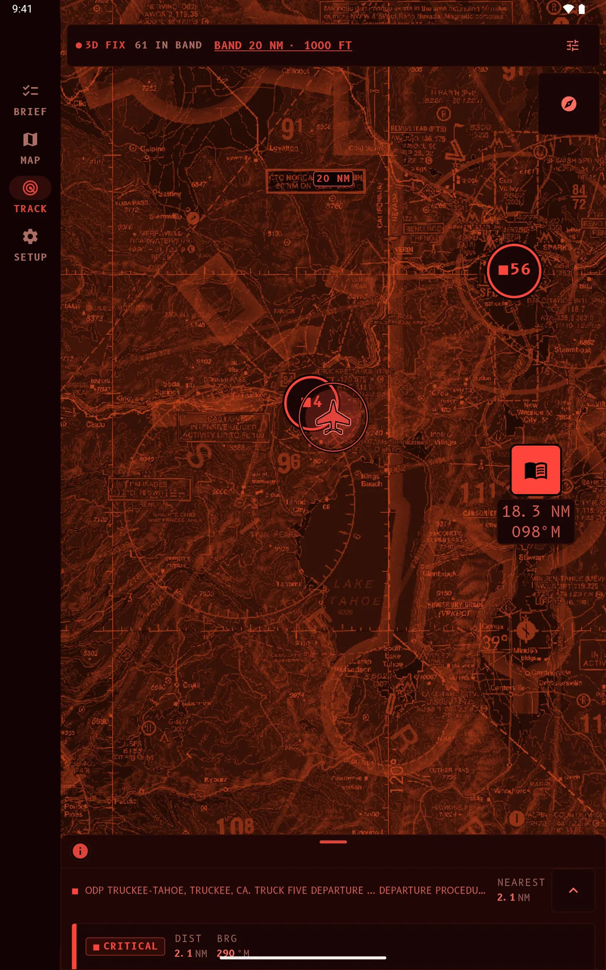 Night red theme on a tablet