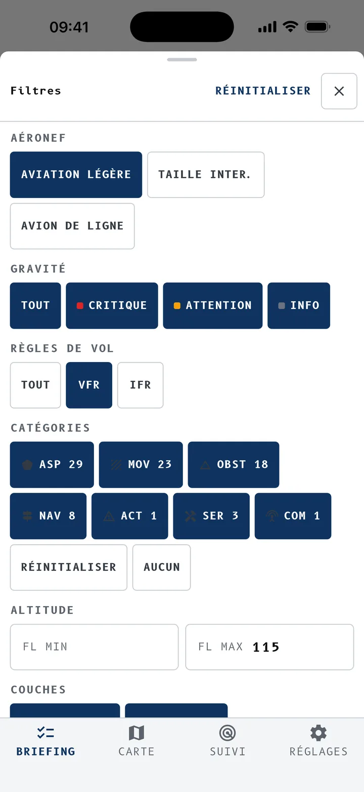 Filtrez selon votre vol