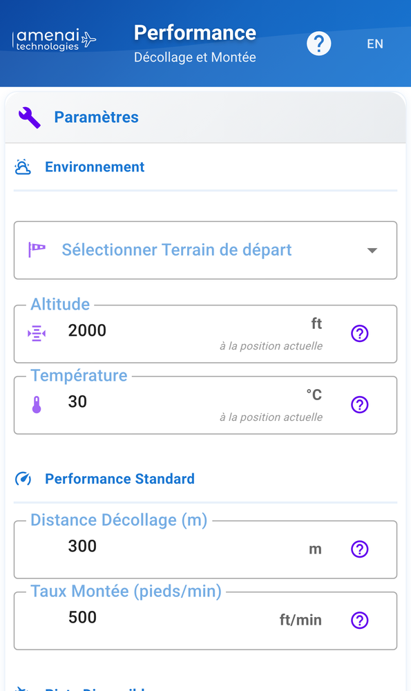 Performance app input screen showing manufacturer figures